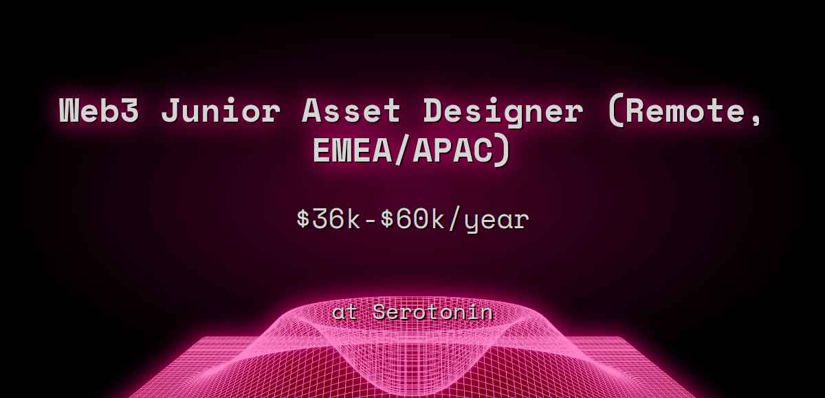 3 Junior Asset Designer (Remote, EMEA/APAC) 36k 60k at Serotonin
